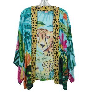 Powder Kimono Jacket One Size Cheetah Print Tropical Floral Modal Viscose